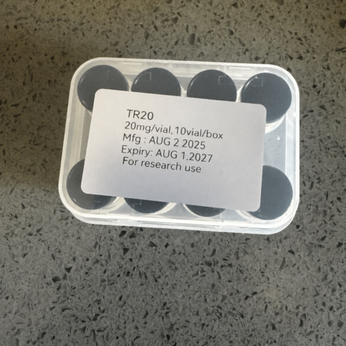 Tirzepatide 20mg (TR20) research peptide available in high-purity lyophilized form. Premium research-grade quality for laboratory and scientific applications only.